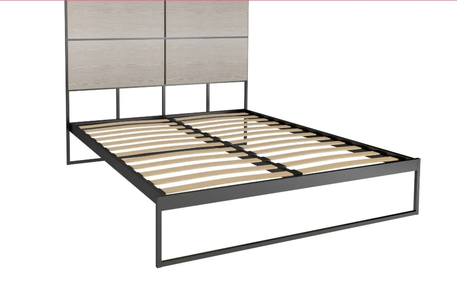Federico King Bed & Headboard - Black/Oak