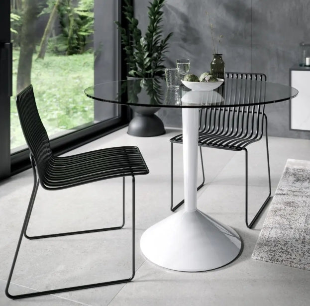 Iona Large Round Dining Table - White/Glass
